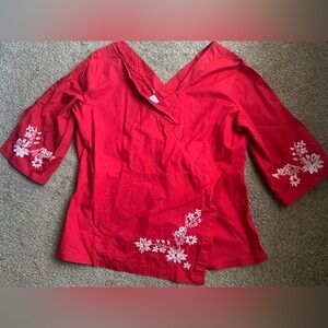 Vintage 100% Cotton crossbody embroidery top